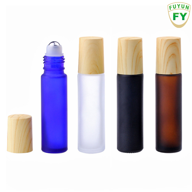 Custom 5ml Essential Oil Glass Bamboo Roller Bottle With Bamboo Cap Roll On Gemstone Roller Bottle