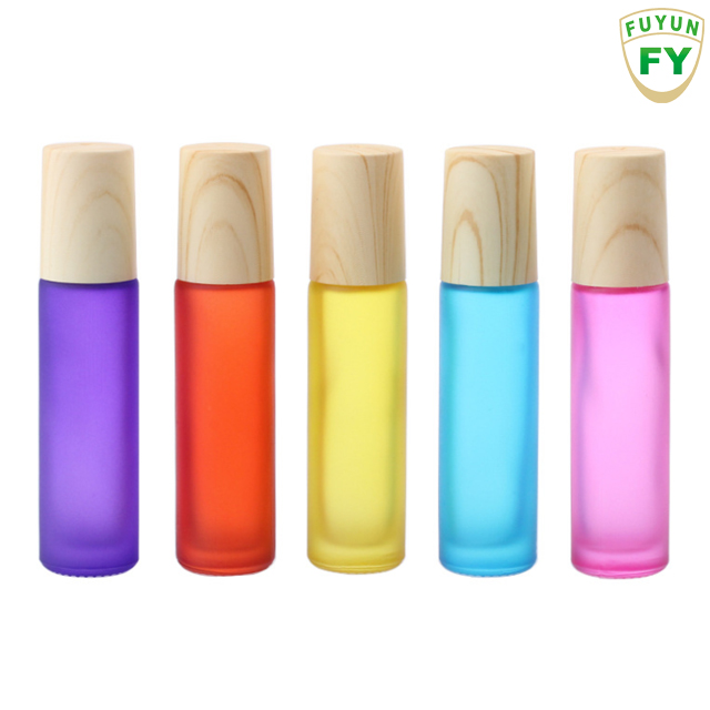 Custom 5ml Essential Oil Glass Bamboo Roller Bottle With Bamboo Cap Roll On Gemstone Roller Bottle