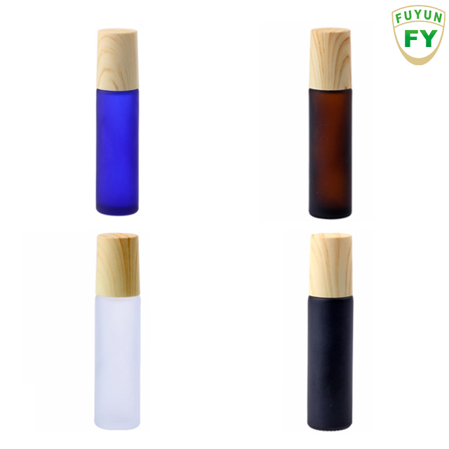 Custom 5ml Essential Oil Glass Bamboo Roller Bottle With Bamboo Cap Roll On Gemstone Roller Bottle