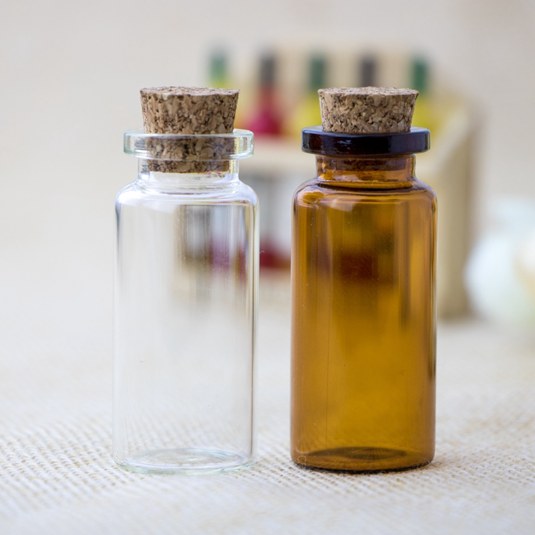 Custom 5ml Mini Small Cork Stopper Glass Vial Jars Containers Bottle gift bottle wishing bottle