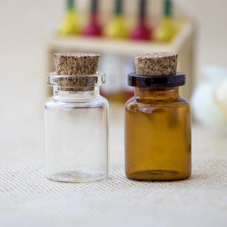 Custom 5ml Mini Small Cork Stopper Glass Vial Jars Containers Bottle gift bottle wishing bottle