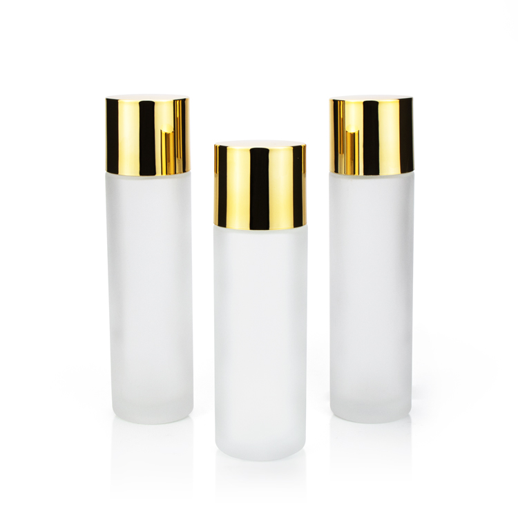 Custom 60 ml 100 ml 120 ml 150ml cylinder plastic inner plug insert dropper makeup face toner bottles with gold lids