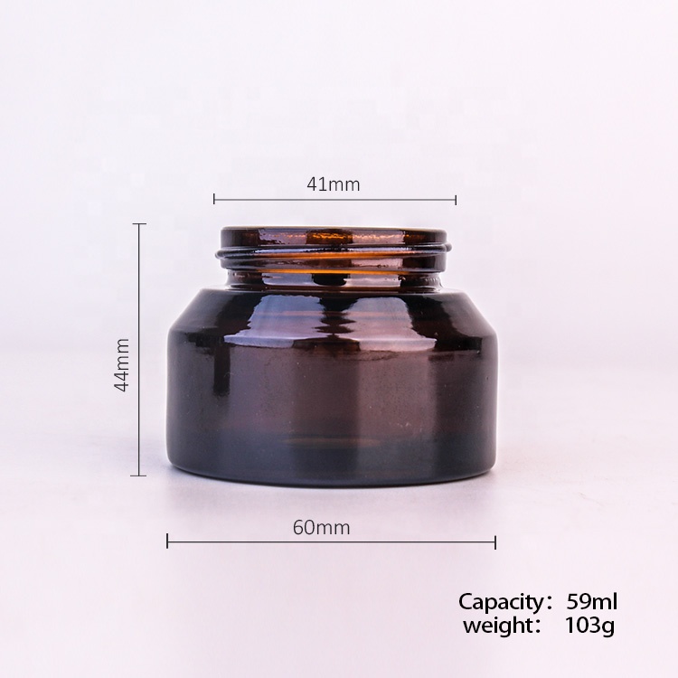 Custom 60g amber glass cosmetic packaging containers for face cream