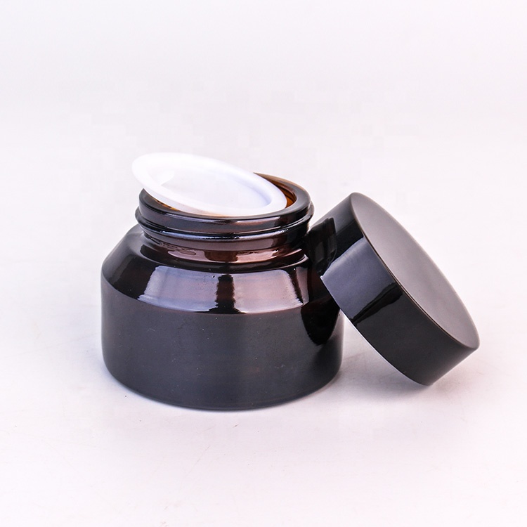 Custom 60g amber glass cosmetic packaging containers for face cream