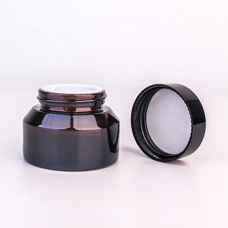 Custom 60g amber glass cosmetic packaging containers for face cream