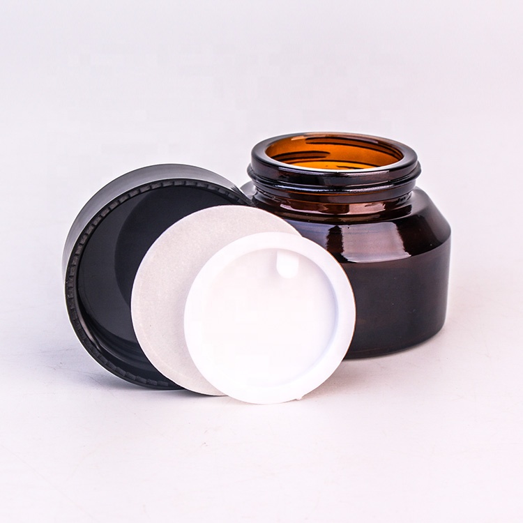 Custom 60g amber glass cosmetic packaging containers for face cream