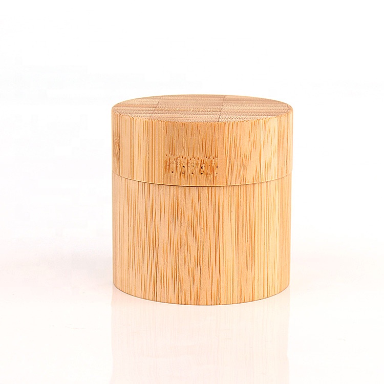 Custom 60ml 2oz bamboo cosmetic packaging glass container jar with bamboo lid