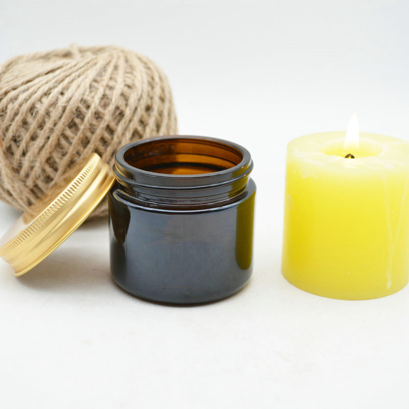 Custom 60ml Amber Glass Candle Jar with Lid Candle Glass Jar for Sale