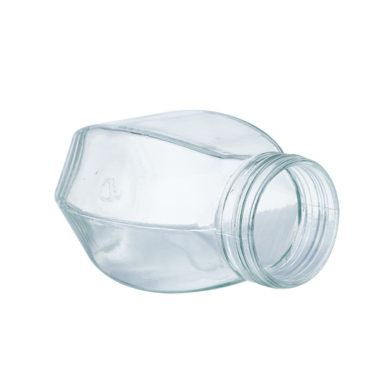 Custom 6oz 8oz 10oz 12oz Hexagon glass honey jar with metal lid