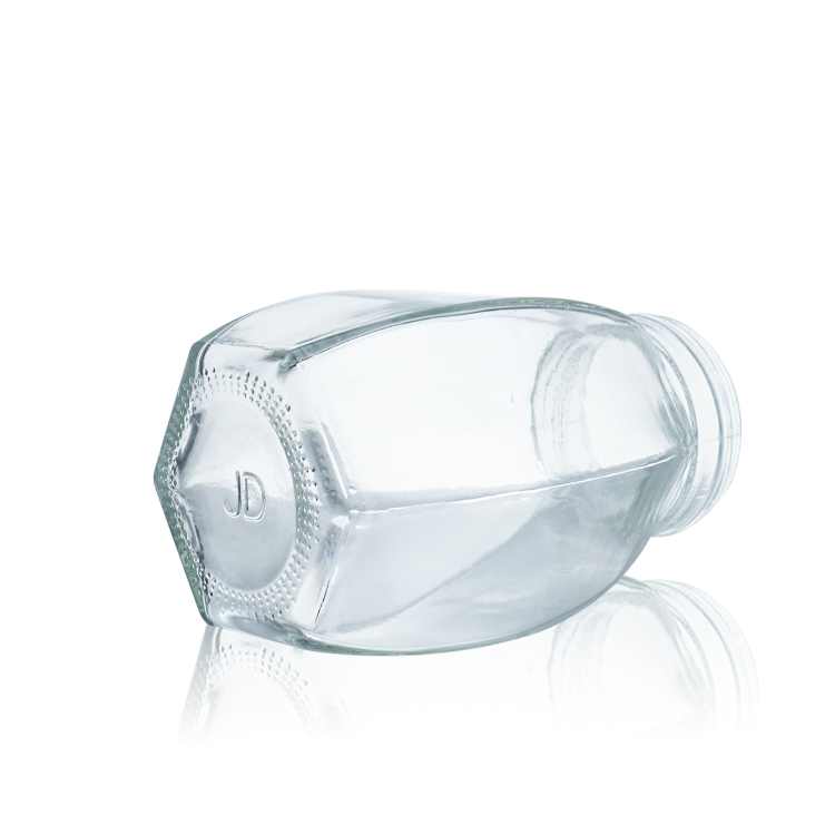 Custom 6oz 8oz 10oz 12oz Hexagon glass honey jar with metal lid