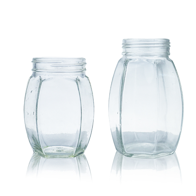 Custom 6oz 8oz 10oz 12oz Hexagon glass honey jar with metal lid