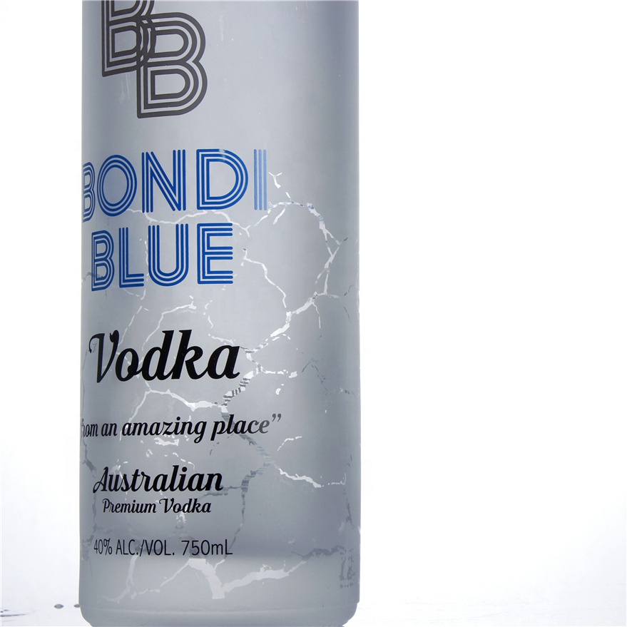 Custom 750ml clear empty screw cork cap frosted wine whisky rum gin spirit liquor vodka glass bottle