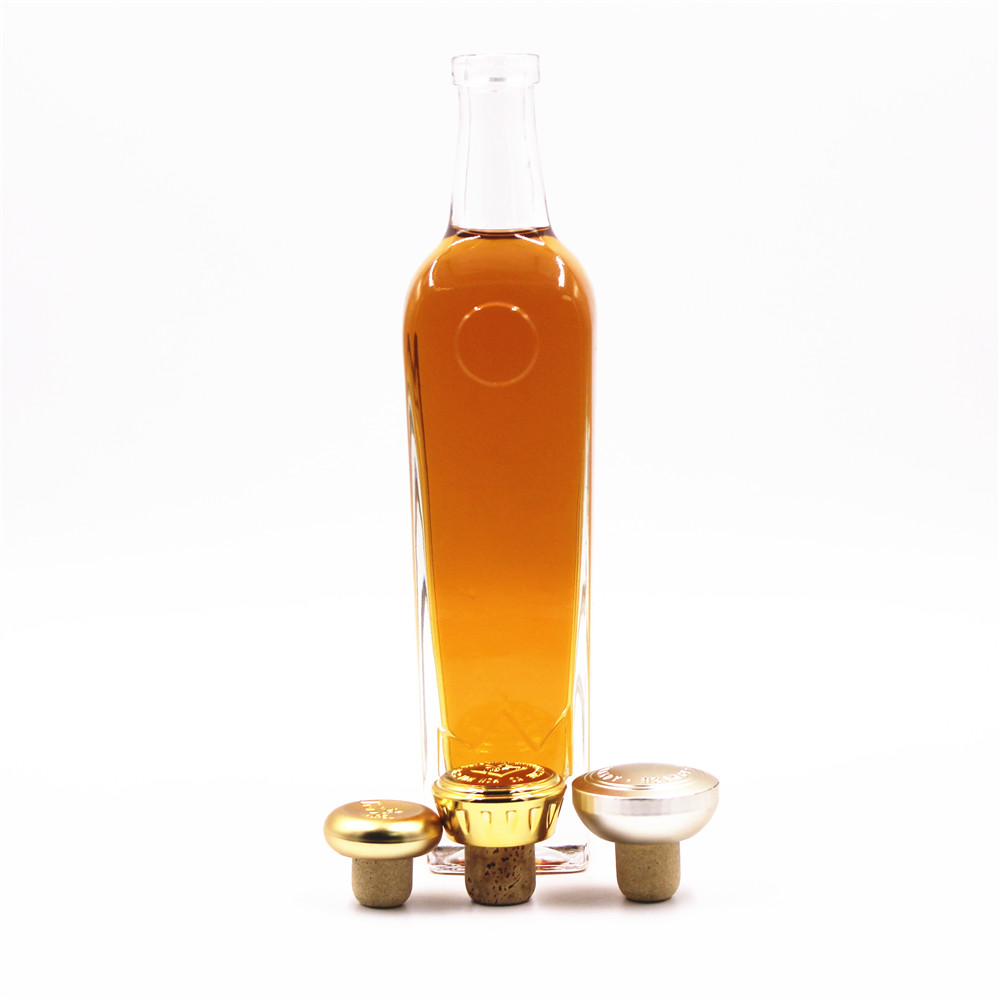 Custom 75cc 75cl Flint Embossed Logo Brandy Spirits Whisky Whiskey Vodka Glass Bottle 750ml Beverage Rubber Stopper Decal