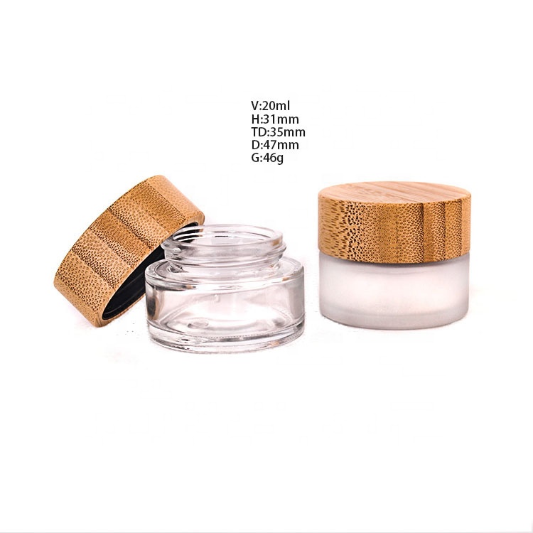 Custom 7ml 20ml 40ml 65ml 125ml cosmetic jar with real bamboo wooden lid