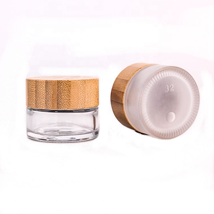 Custom 7ml 20ml 40ml 65ml 125ml cosmetic jar with real bamboo wooden lid