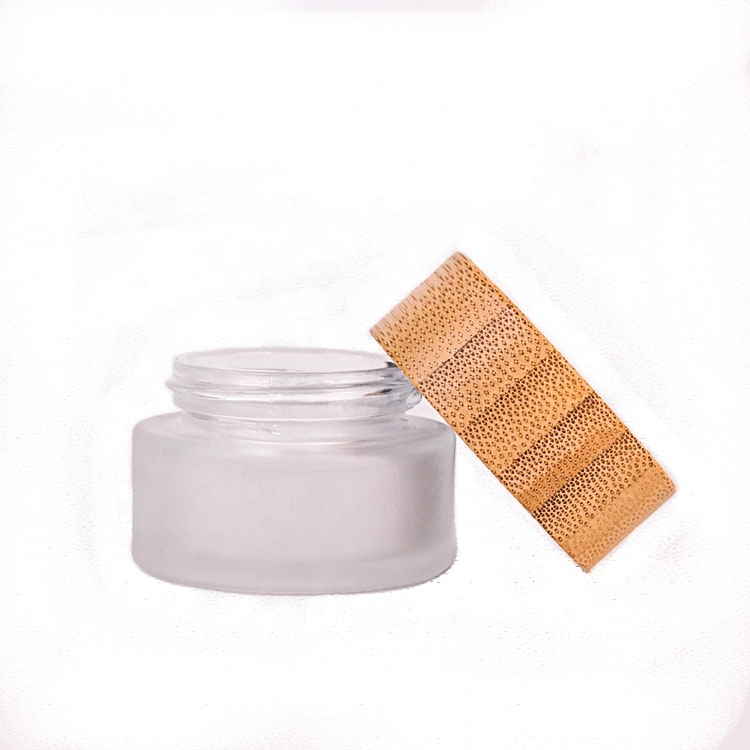 Custom 7ml 20ml 40ml 65ml 125ml cosmetic jar with real bamboo wooden lid