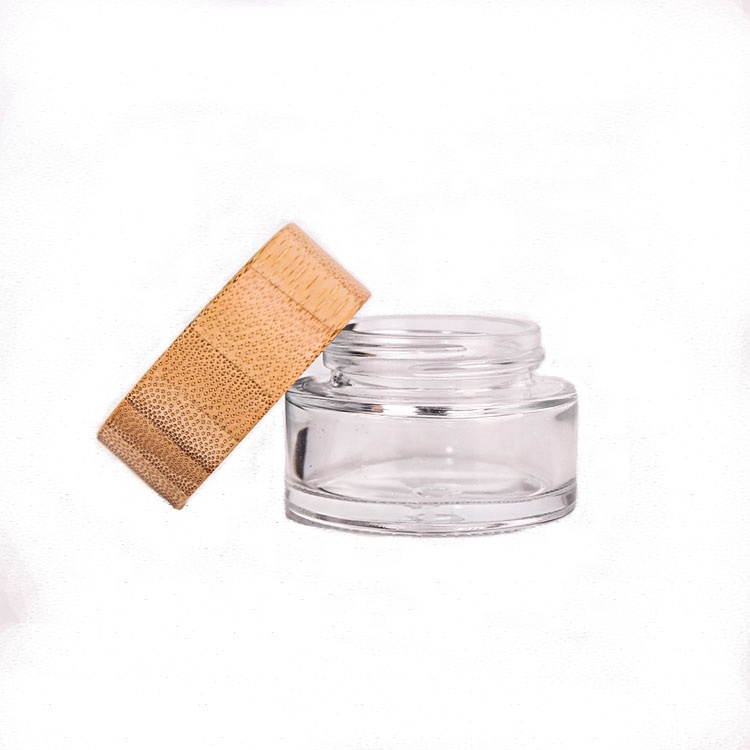 Custom 7ml 20ml 40ml 65ml 125ml cosmetic jar with real bamboo wooden lid