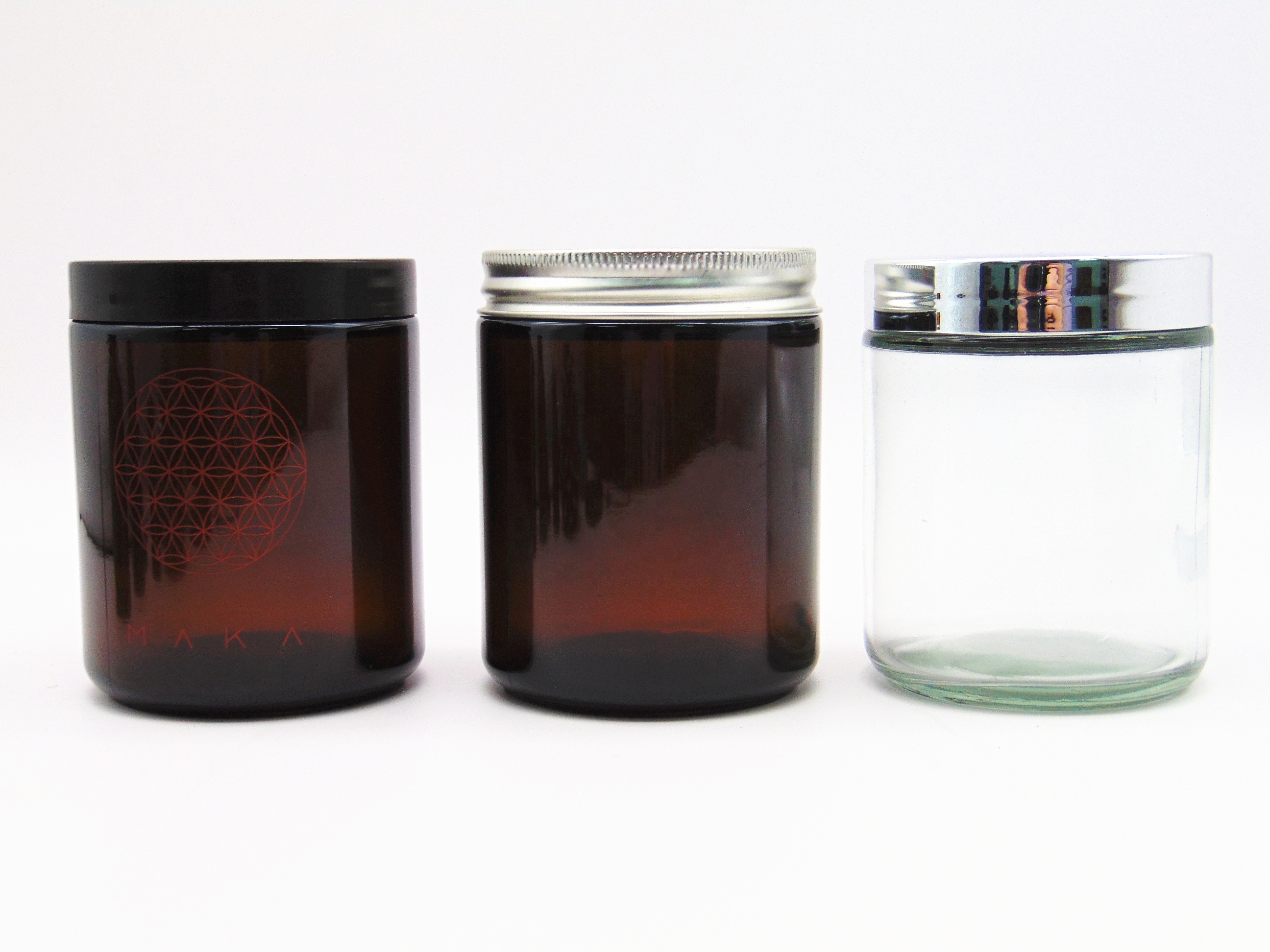 Custom 8OZ frascos de vidrio Amber Wide Mouth Glass Jar with Lid for Candle