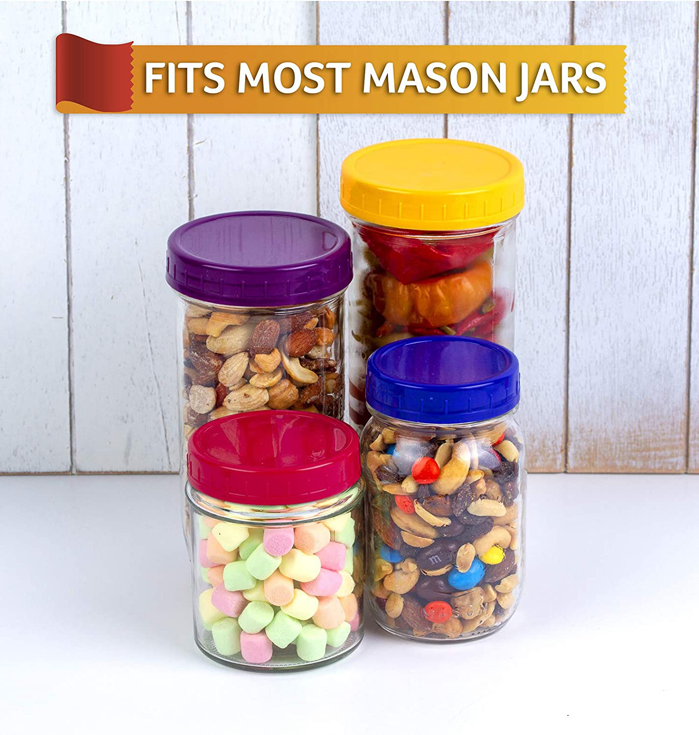 Custom 8oz 16oz 32oz Glass Mason Jar Canning Jars With Colorful Plastic Screw Lids