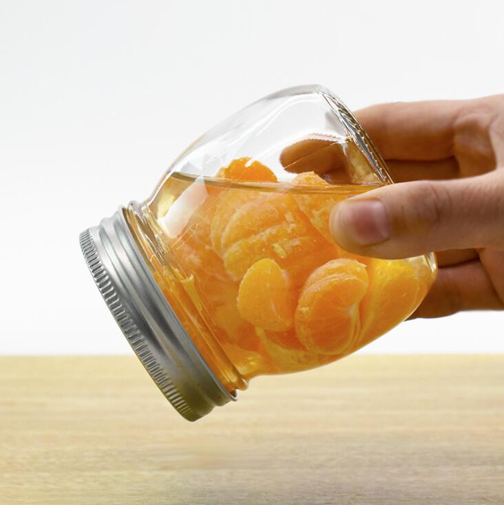 Custom 8oz 16oz 32oz wide mouth Glass Jar with metal lid for food beverage storage