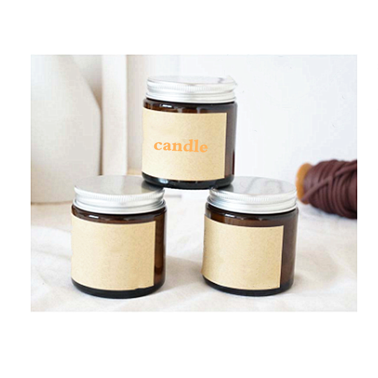 Custom Amber Soy Wax Scented Candle Empty Container Glass Jar 100ml 150ml 200ml