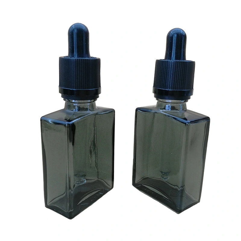Custom Amber Square 15ml 30ml 1oz 50ml 100ml Serum Glass Dropper Bottle Empty Cosmetic Glass Bottle