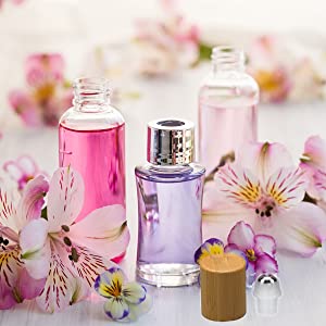 Custom Arabic Wholesale Bamboo Amber Essential oil empty bottle 10ml creative glass metal essential oil roller bottles