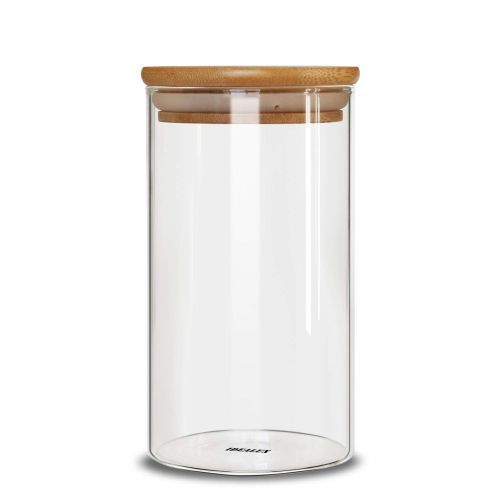 Custom Bamboo Wooden Lid Glass Storage Container Jars And Glass Bottles