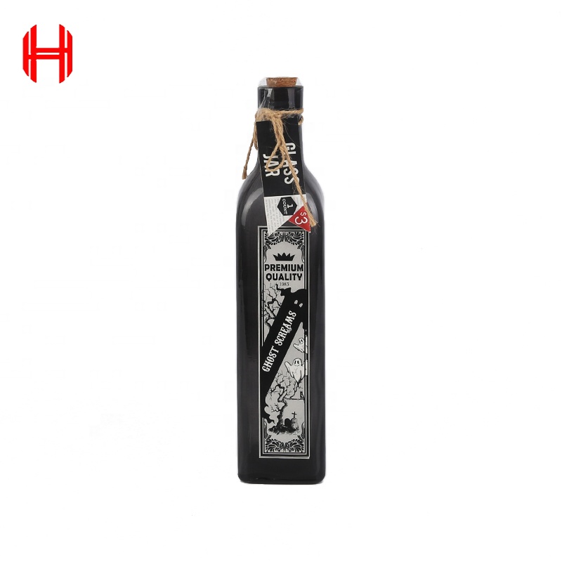 Custom Black halloween skull Wine Glass Bottle with Cork