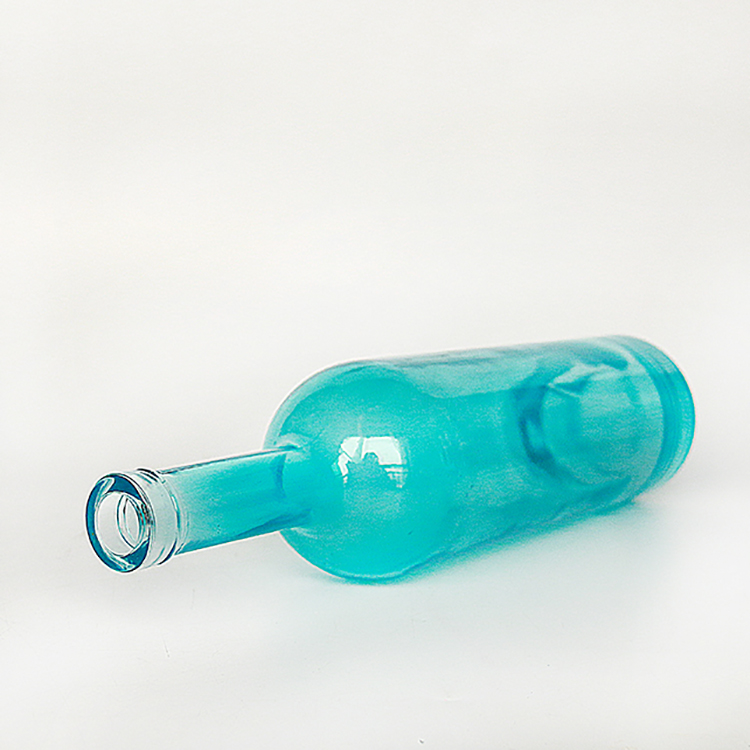 Custom Blue Painting 750ml Liquor Glass Bottles Vodka With Cork Top Stopper