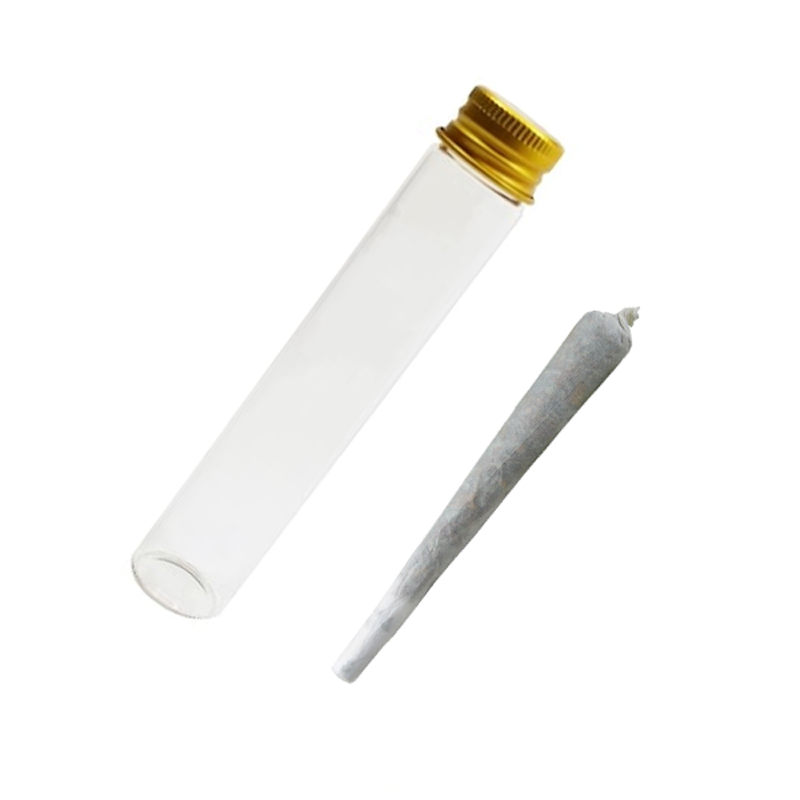 Custom Branding Gold Cap Glass Vials J Tubes For Pre Rolled Paper Cone
