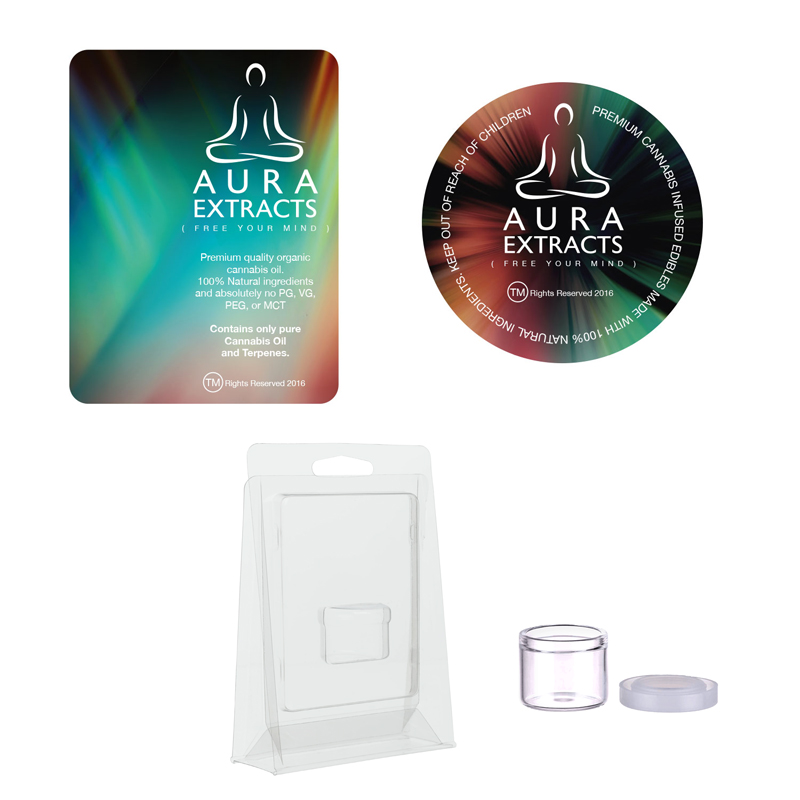 Custom CBD Clamshell Blister Pack Insert Cards 6ml Glass Wide Neck Concentrate Container With Silicone Lid