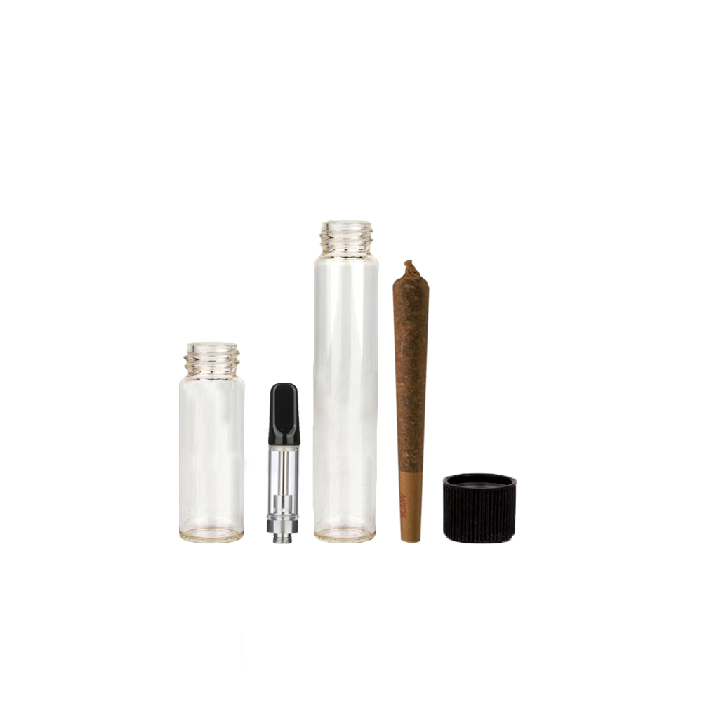 Custom Childproof Joint Packaging 109mm 120mm Transparent Weed Pre Roll Glass Joint Container Tube With Child resistant Cap