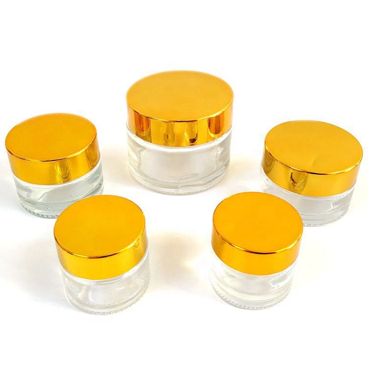 Custom Clear 5g 10g 15g 20g 30g 50g 80g 100g 120g  Face Cream Round Glass Jar Cosmetics Frost Amber Small Free Sample Glass Jar