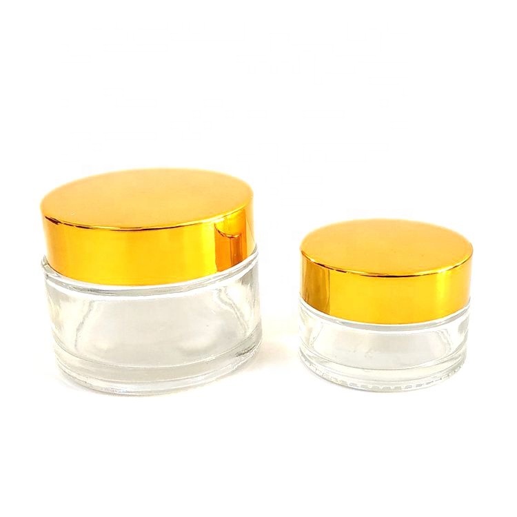 Custom Clear 5g 10g 15g 20g 30g 50g 80g 100g 120g Face Cream Round Glass Jar Cosmetics Frost Amber Small Free Sample Glass Jar