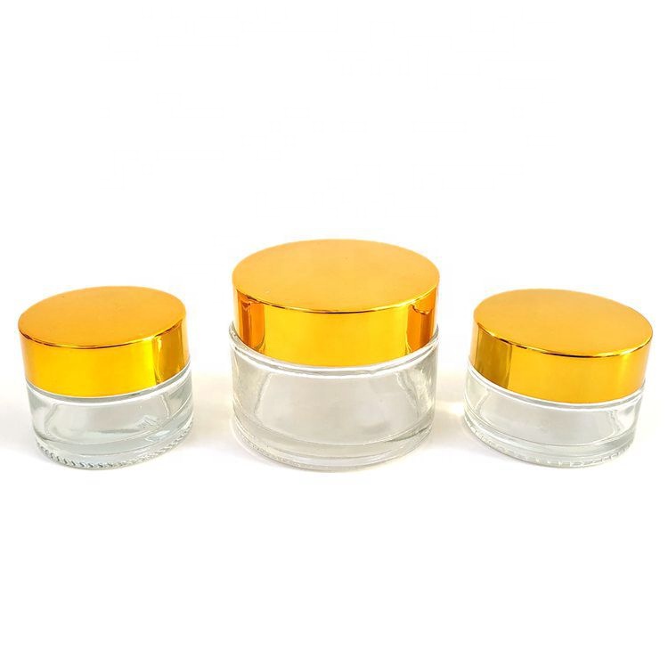 Custom Clear 5g 10g 15g 20g 30g 50g 80g 100g 120g Face Cream Round Glass Jar Cosmetics Frost Amber Small Free Sample Glass Jar