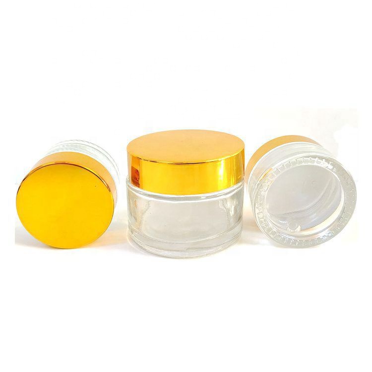 Custom Clear 5g 10g 15g 20g 30g 50g 80g 100g 120g Face Cream Round Glass Jar Cosmetics Frost Amber Small Free Sample Glass Jar