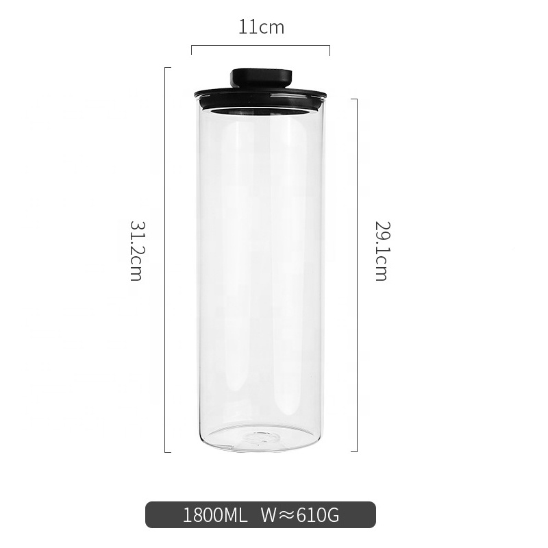 Custom Clear Borosilicate Bamboo Lid Food Grade Cylinder Stash Modern Airtight Food Storage Glass Jar
