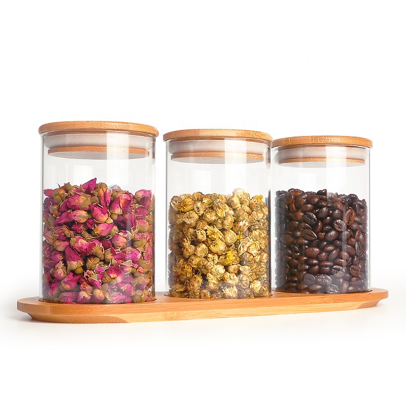 Custom Clear Candy Coffee Cookie Food Grade Airtight Borosilicate Glass Food Storage Jar