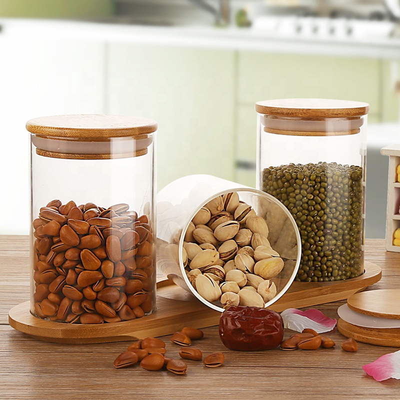 Custom Clear Candy Coffee Cookie Food Grade Airtight Borosilicate Glass Food Storage Jar