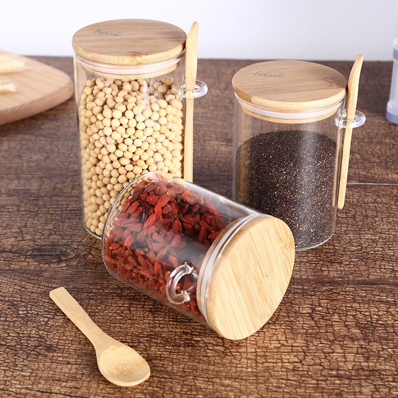 Custom Clear Coffee Cookie Empty Food Container Storage Borosilicate Airtight Kitchen Glass Jars