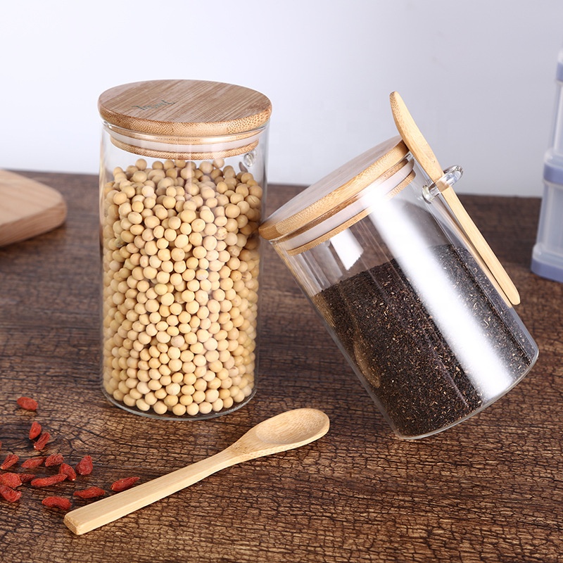 Custom Clear Coffee Cookie Empty Food Container Storage Borosilicate Airtight Kitchen Glass Jars