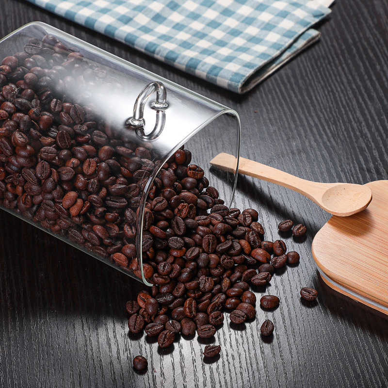 Custom Clear Coffee Cookie Food Container Airtight Empty Borosilicate Square Storage Jar Glass
