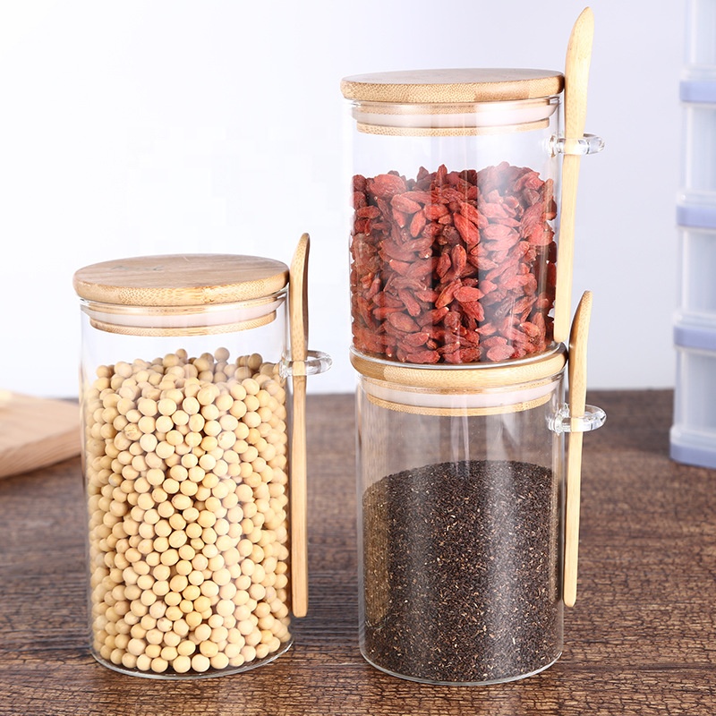 Custom Clear Cookie Food Grade Airtight Candy Coffee High Borosilicate Glass Storage Jar Set