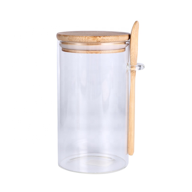 Custom Clear Cookie Food Grade Airtight Candy High Borosilicate Glass Storage Cylinder Jar
