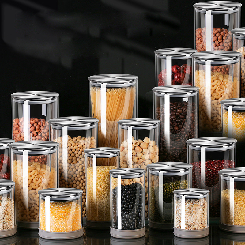 Custom Clear Empty Borosilicate Airtight Storage Cylinder Jar Food Grade 200ml 250Ml 300ml Glass Food Container