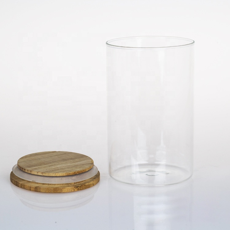 Custom Clear Empty Fancy Bottle Cookie Coffee Cylinder Storage Straight Sided Glass Jars