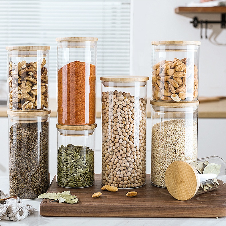 Custom Clear Food Coffee Cookie Container Airtight Empty Borosilicate Storage Bottles Jars Glass