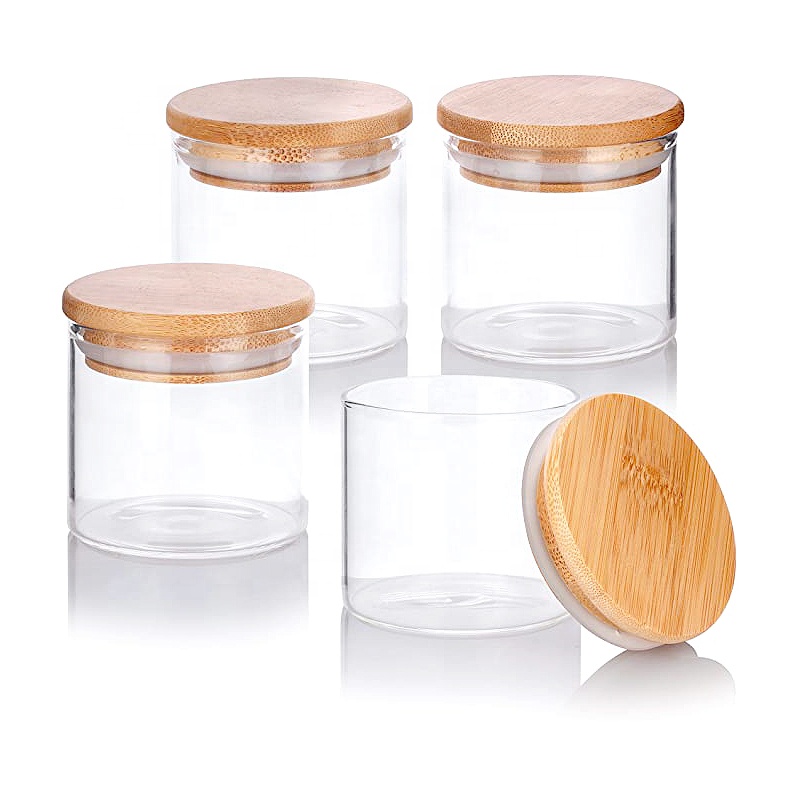 Custom Clear Food Jar Coffee Cookie Airtight Empty Borosilicate Storage Container Glass