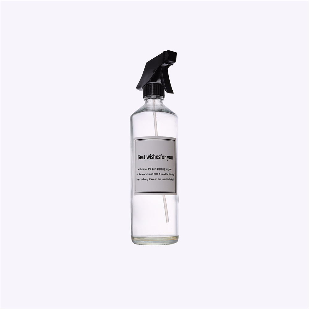 Custom Clear Tall Round Empty 16 oz Hair Oil Spray Bottles Glass With Spray Pump